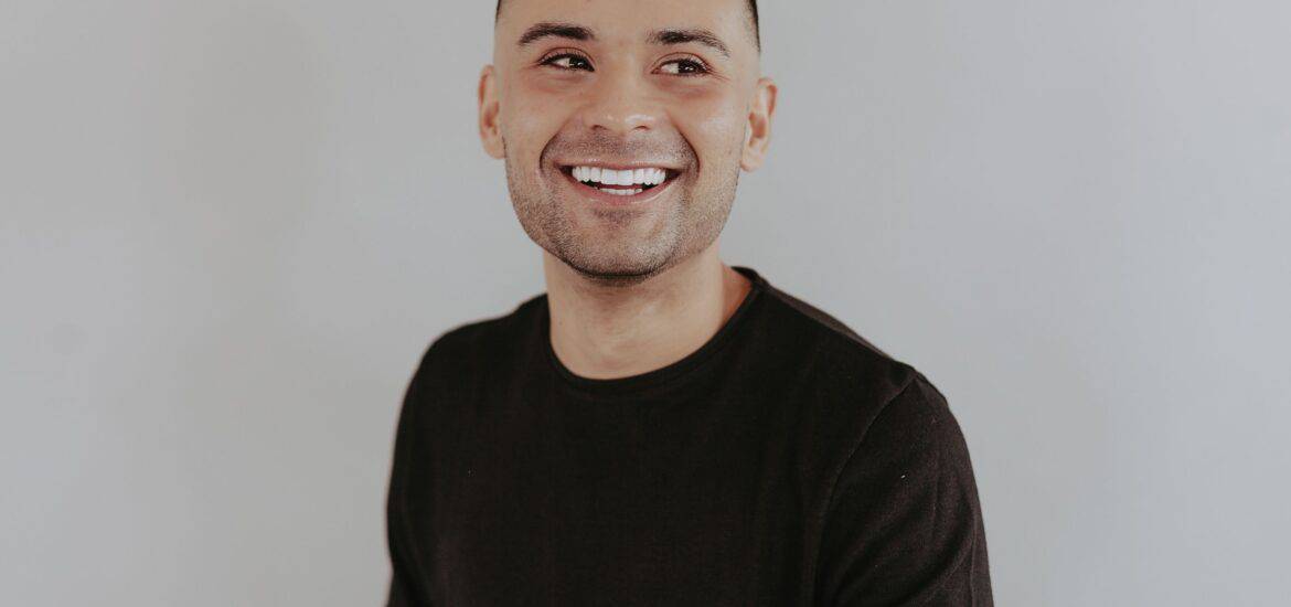 Smiling Handsome Man in Casual Black Tshirt | Smile Virtual